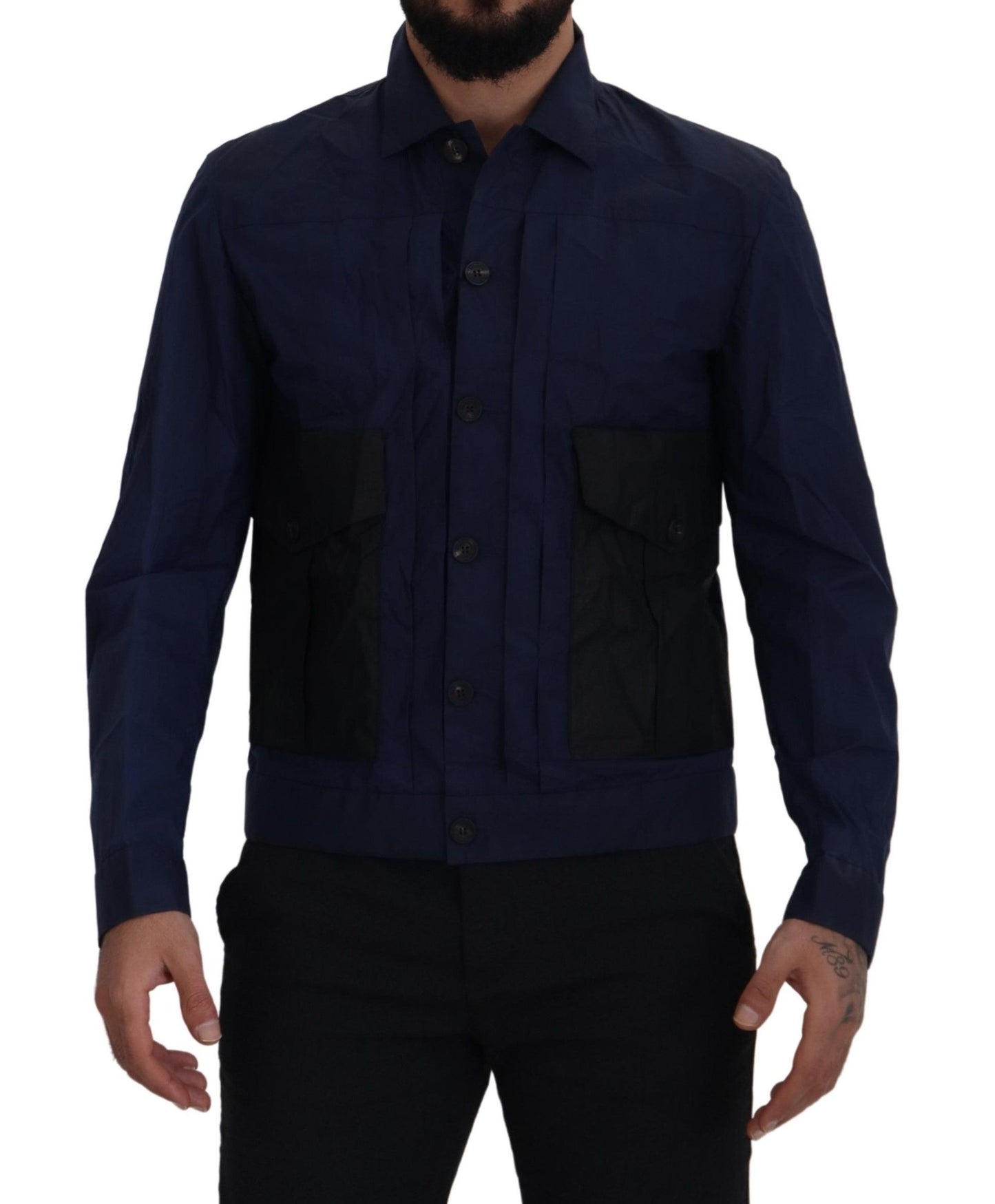 Camisa de algodón azul oscuro Svelte