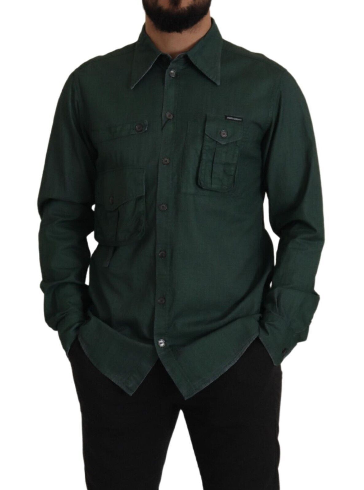 Emerald Elegance Slim Fit Casual Shirt