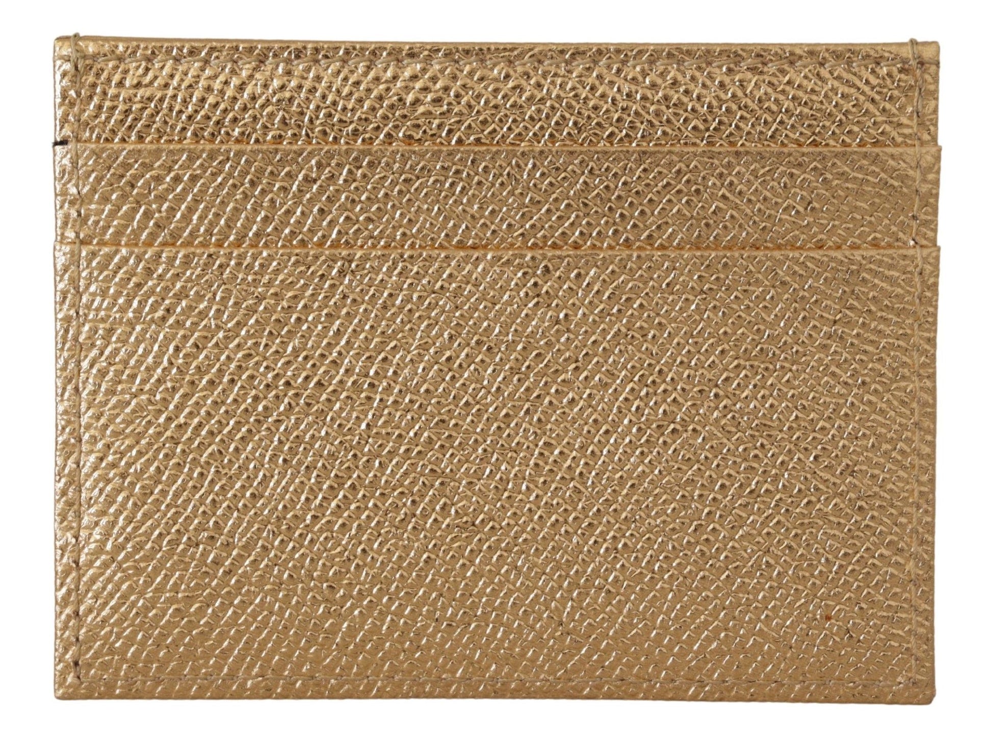 Elegante tarjetero de piel dorada