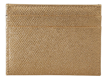 Elegante tarjetero de piel dorada