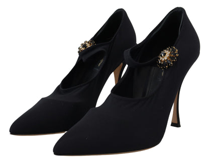 Elegantes zapatos negros Mary Jane con cristales