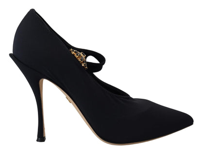 Elegantes zapatos negros Mary Jane con cristales