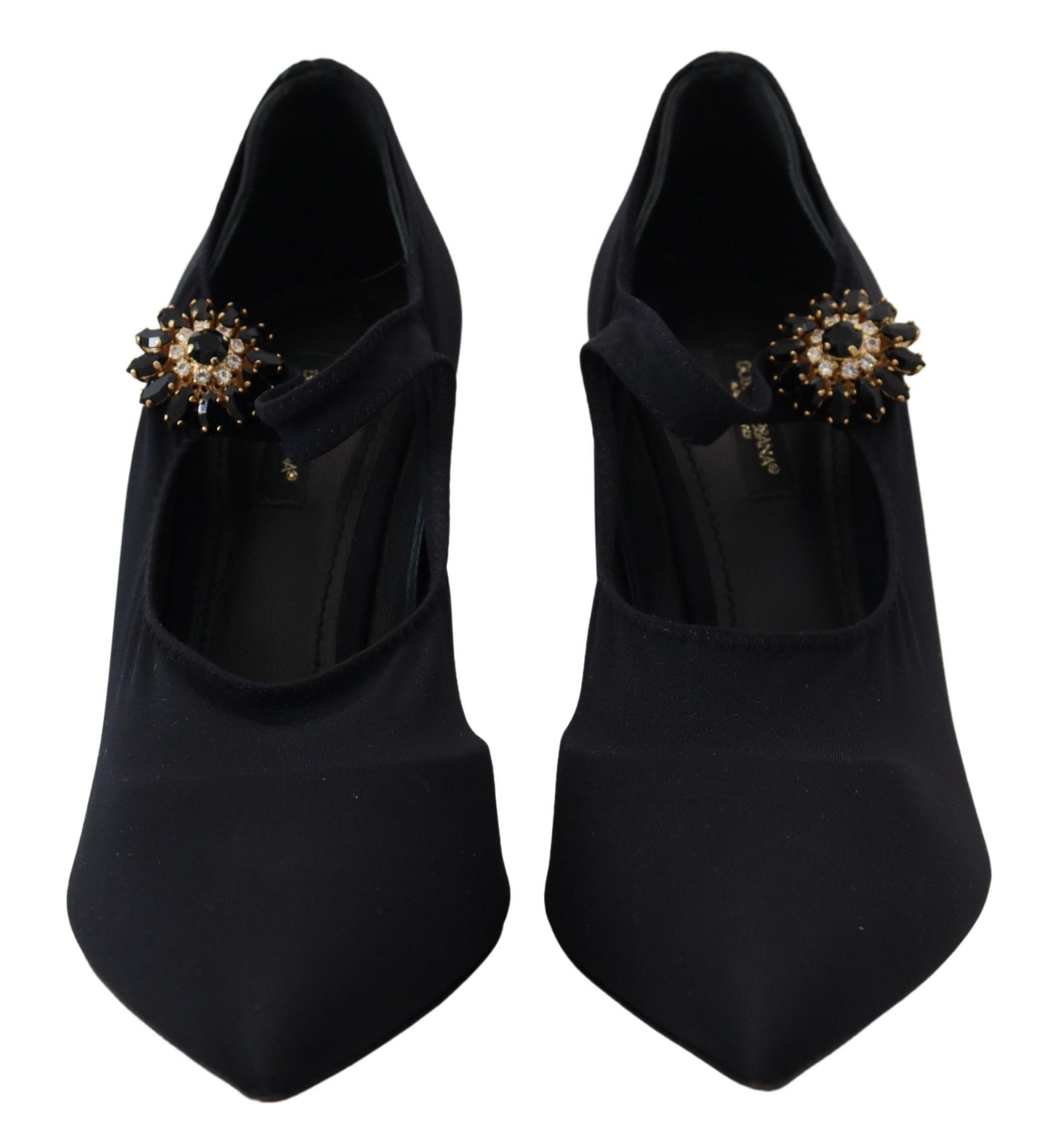 Elegantes zapatos negros Mary Jane con cristales