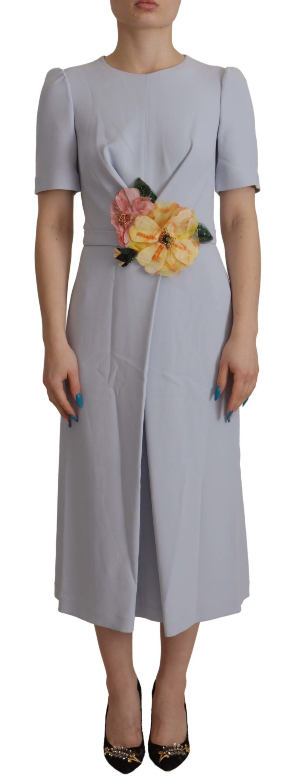 Elegante vestido azul claro de línea A