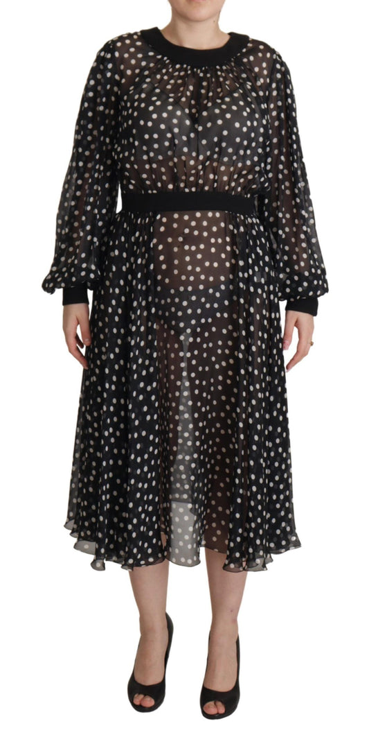 Elegant Polka Dot Silk Midi Dress