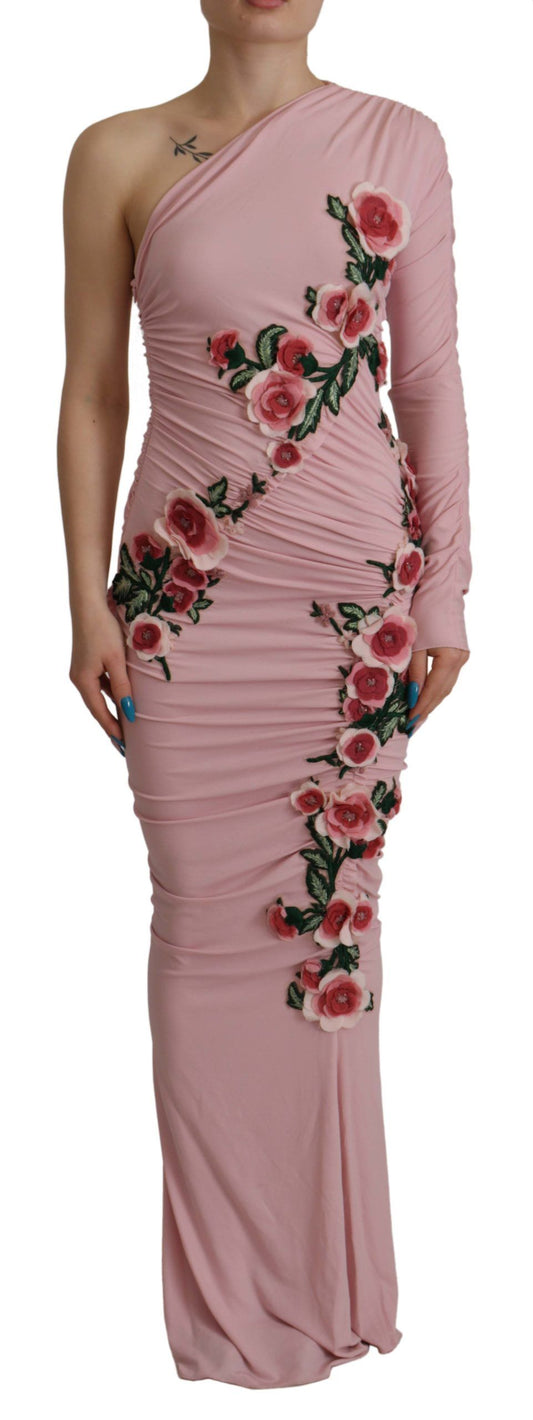 Elegante Vestido Bodycon Rosa de un Hombro