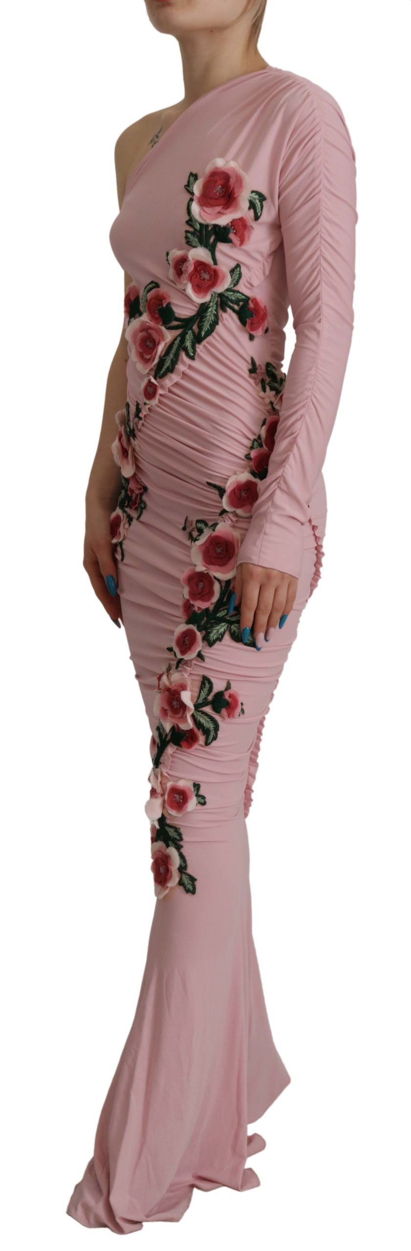 Elegante Vestido Bodycon Rosa de un Hombro
