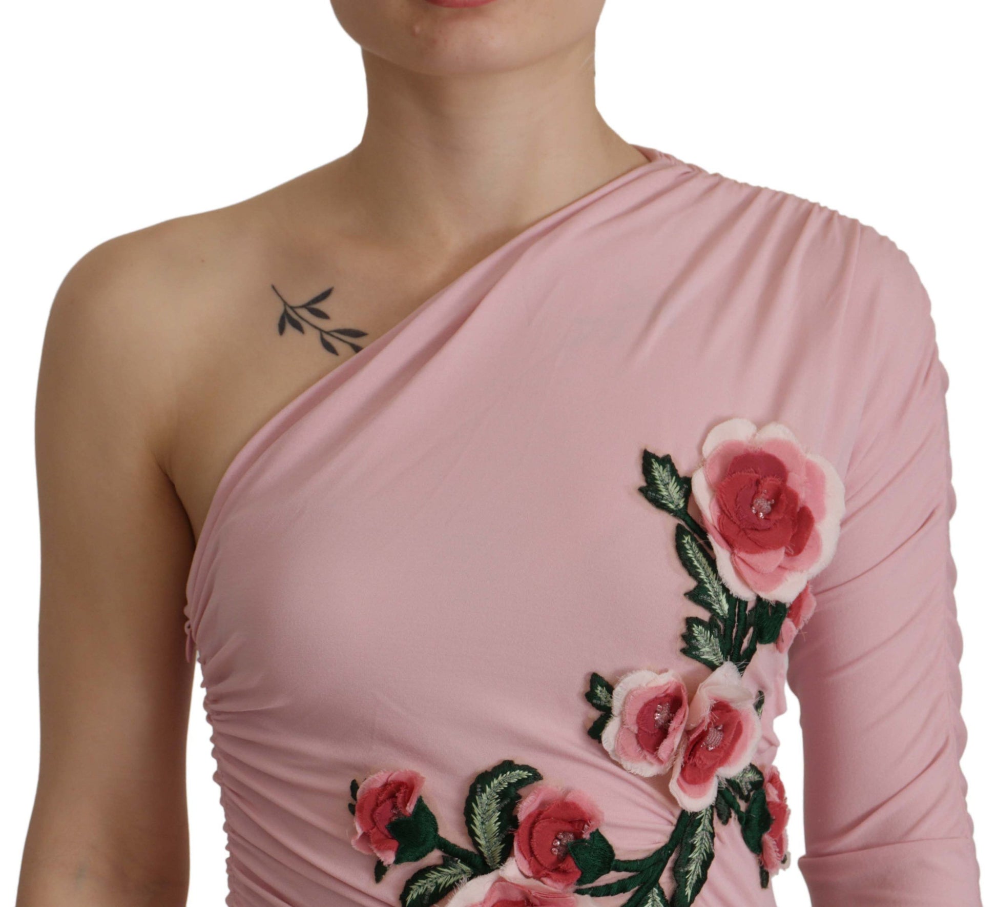 Elegante Vestido Bodycon Rosa de un Hombro