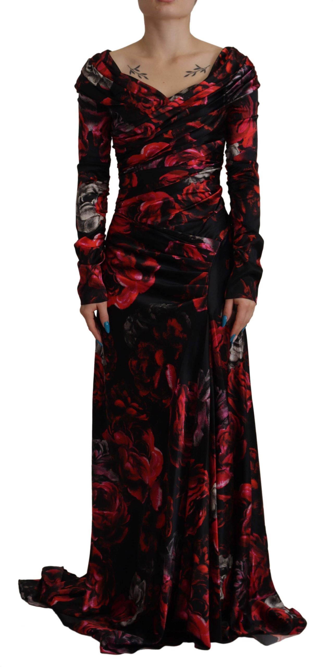 Elegante vestido de novia floral de línea A