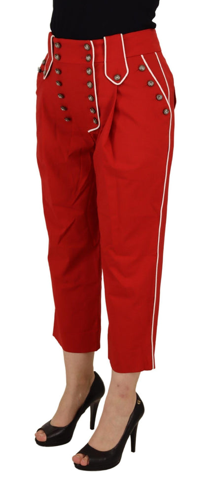 Elegantes pantalones rojos de talle alto