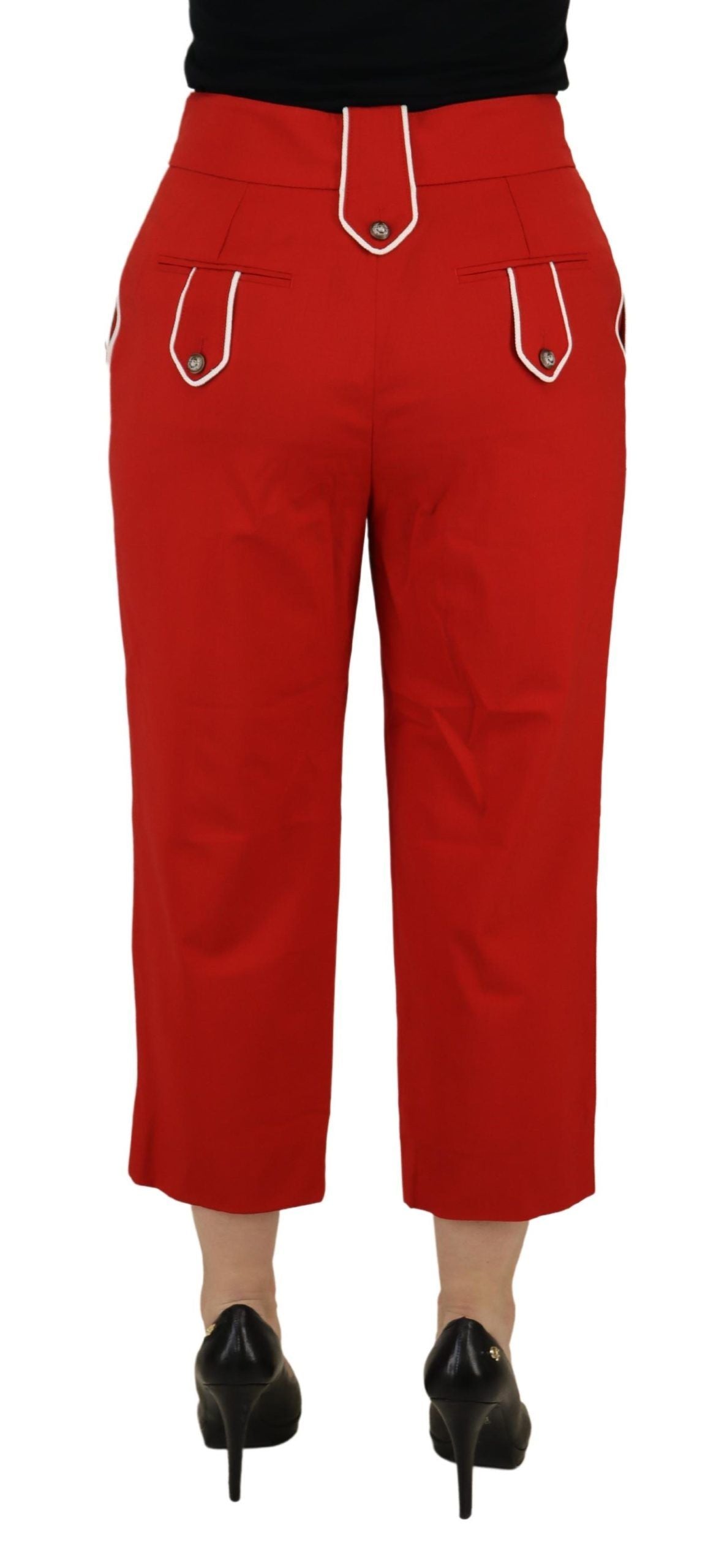 Elegantes pantalones rojos de talle alto