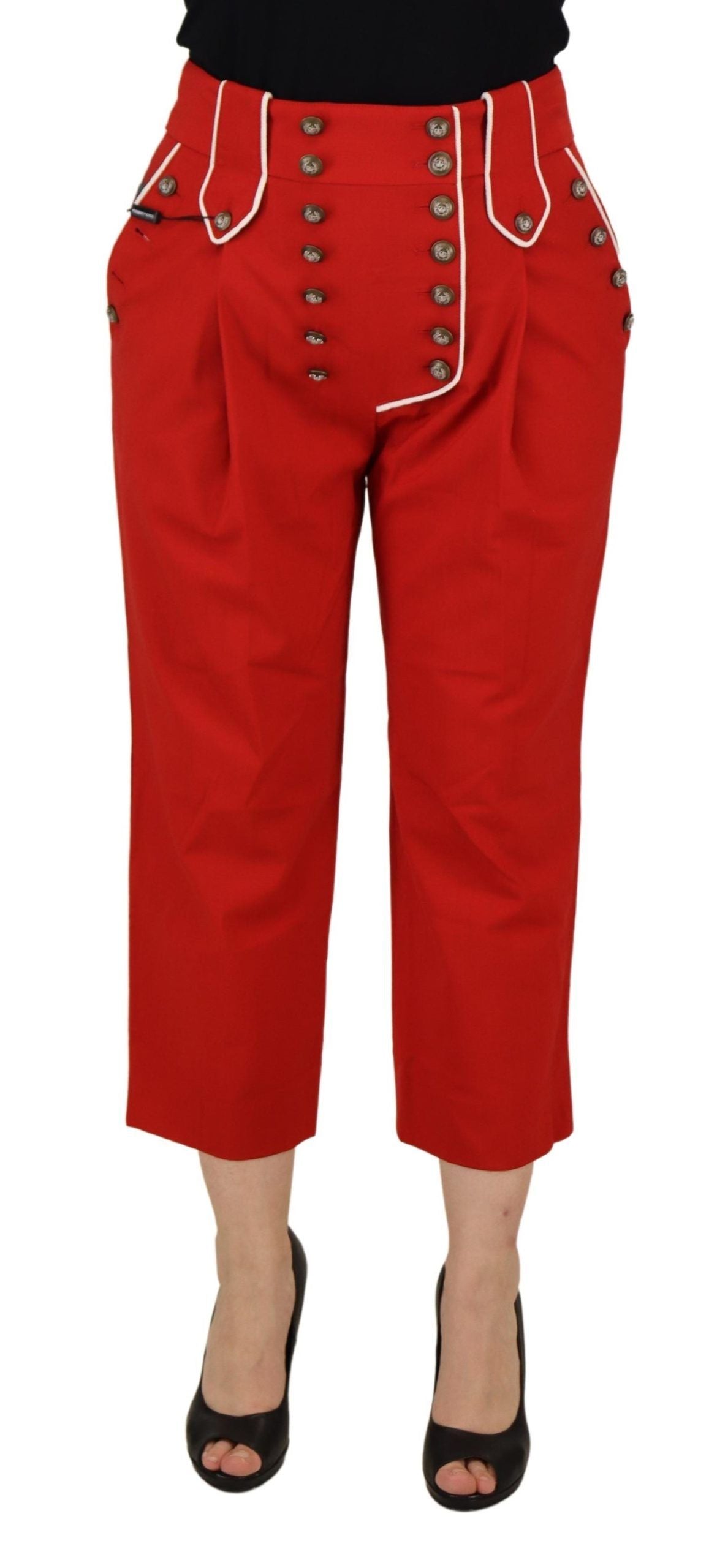 Elegantes pantalones rojos de talle alto