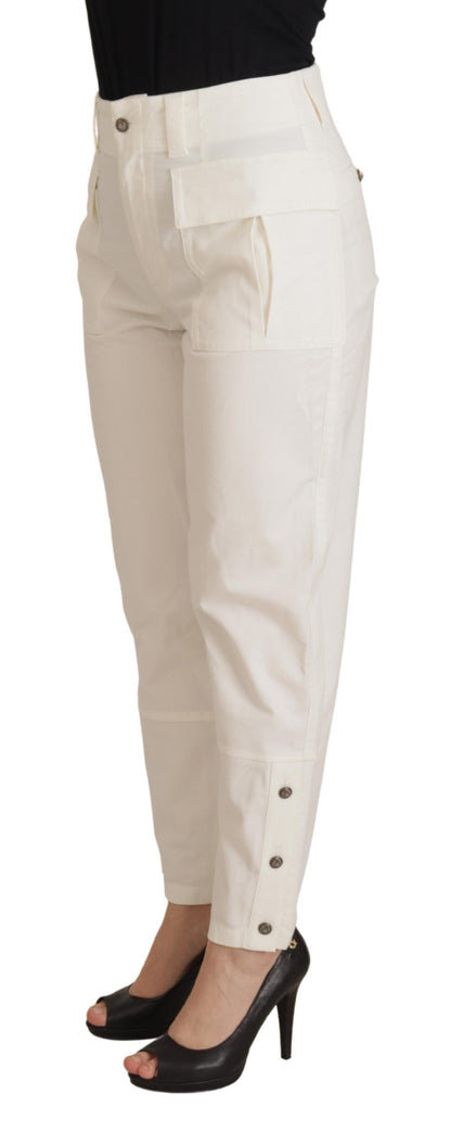 Elegantes pantalones blancos de cintura alta