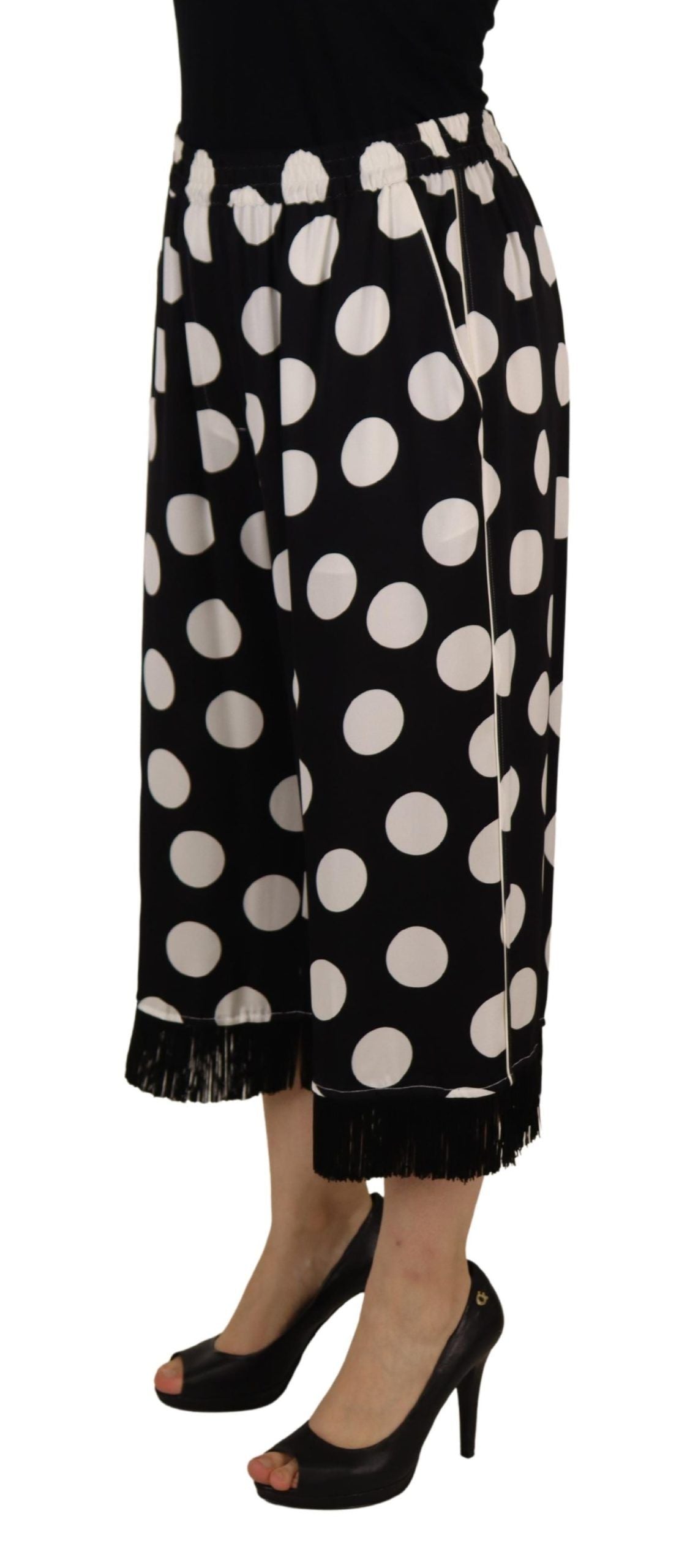 Polka Dot Silk Mid Waist Pants