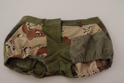 Pantalones cortos de cintura alta de color verde militar