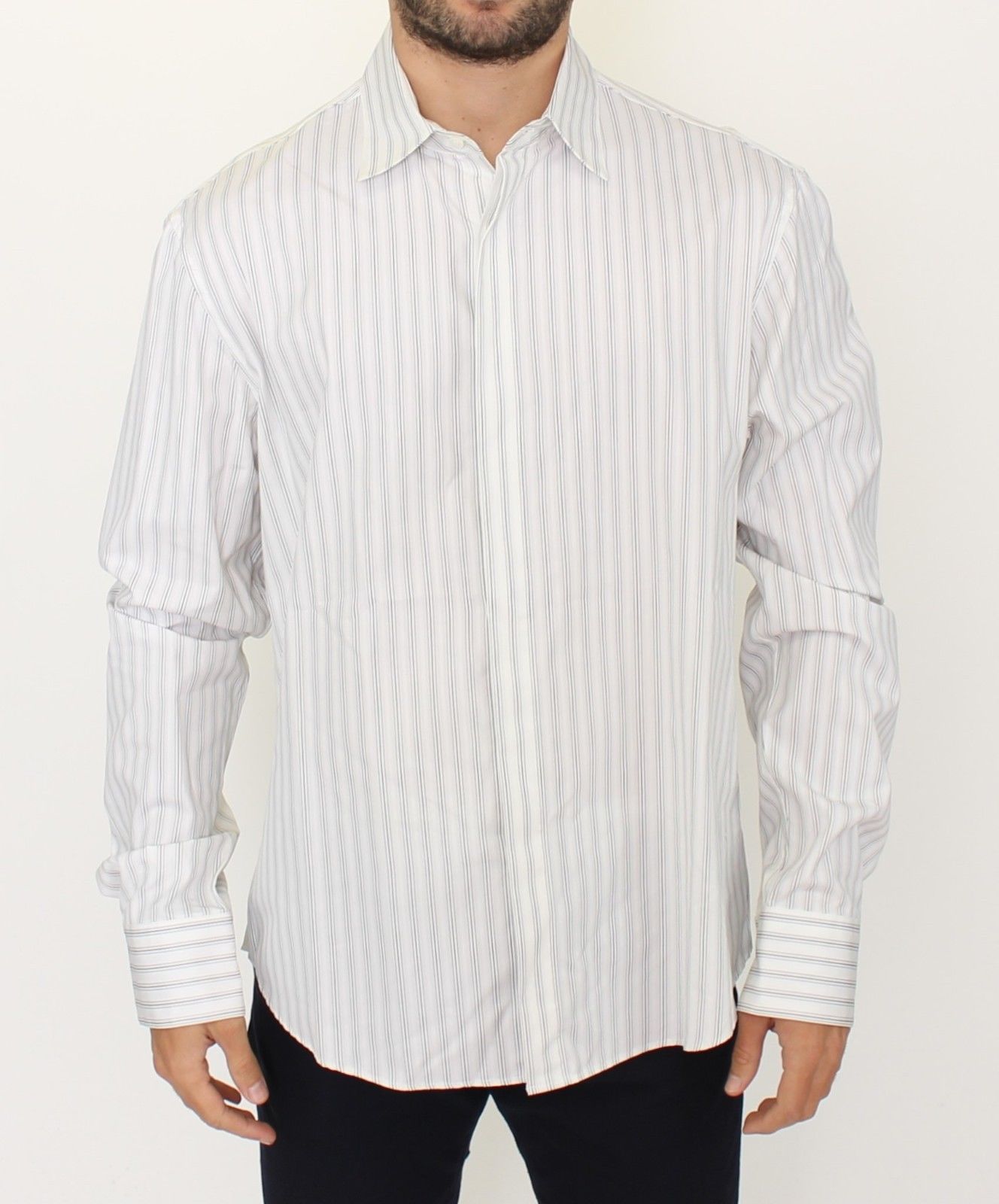 Camisa casual elegante de algodón a rayas