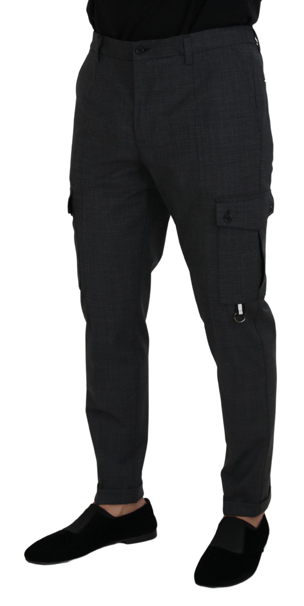 Elegant Checkered Slim Fit Cargo Pants