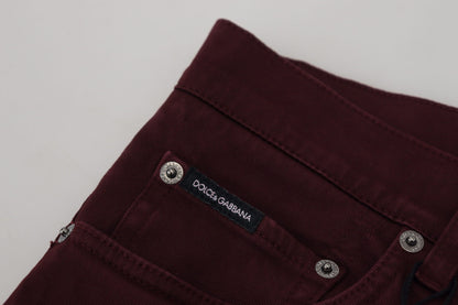 Slim Fit Bordeaux Jeans - Italian Luxury