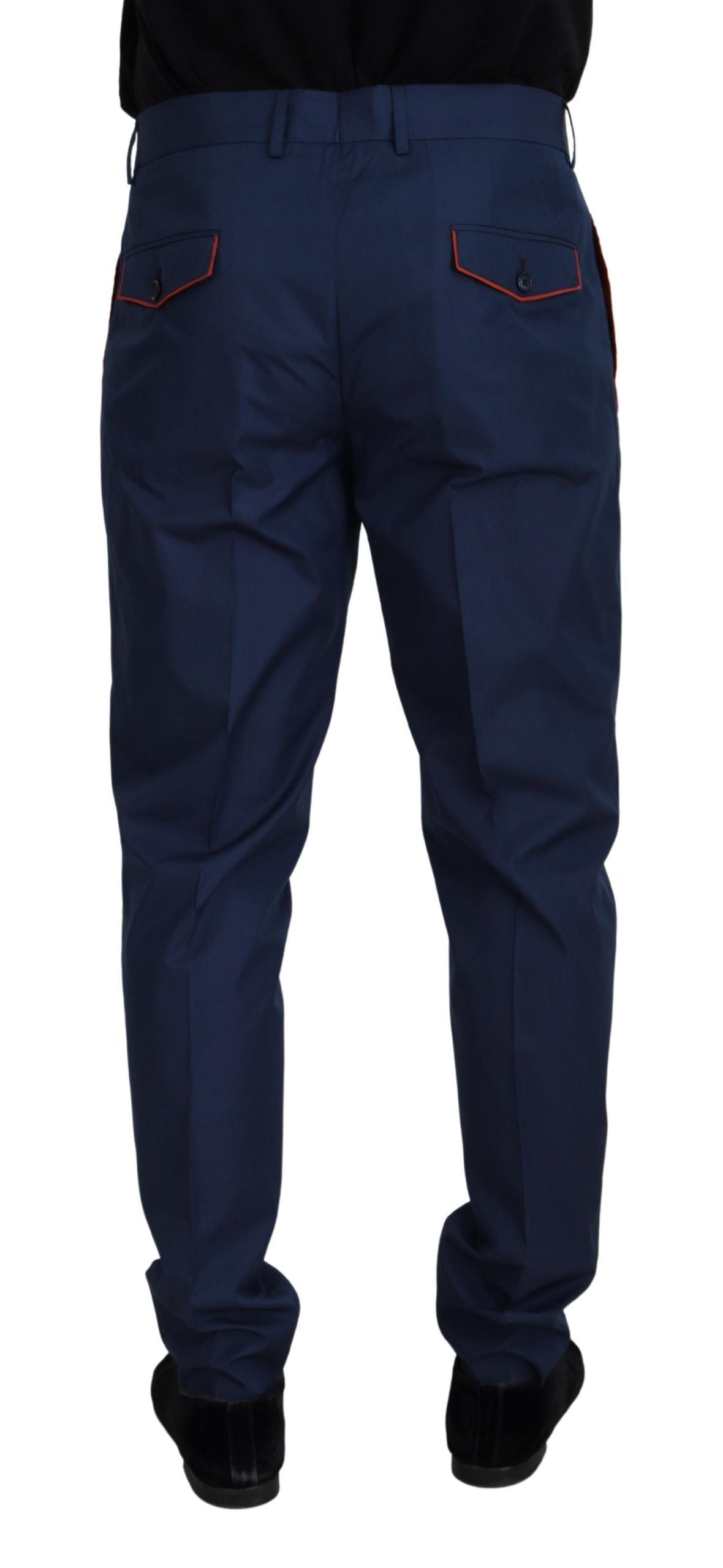 Elegantes pantalones chinos slim fit en mezcla de seda azul