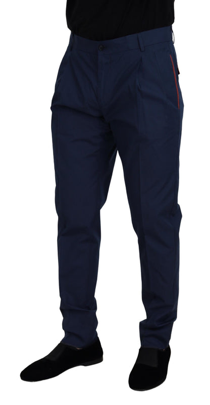 Elegantes pantalones chinos slim fit en mezcla de seda azul