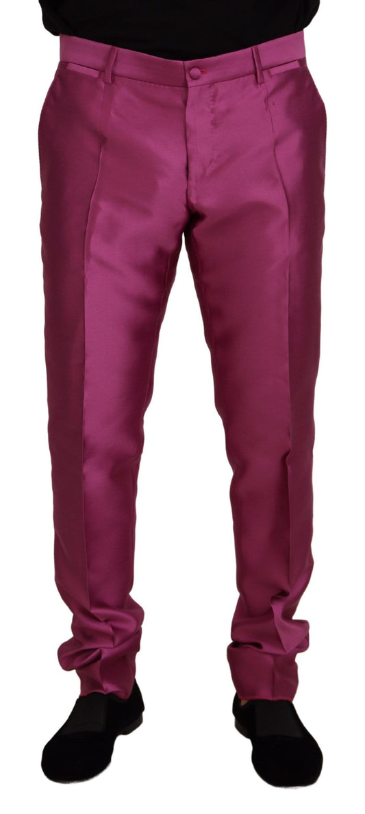 Elegantes pantalones de vestir slim fit en rosa