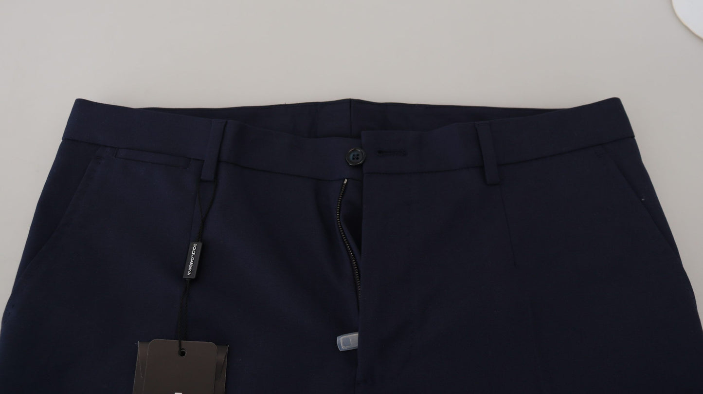 Elegantes pantalones de vestir azules ajustados