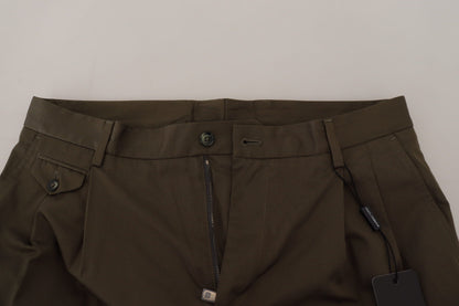 Elegantes pantalones cortos chinos de algodón verde