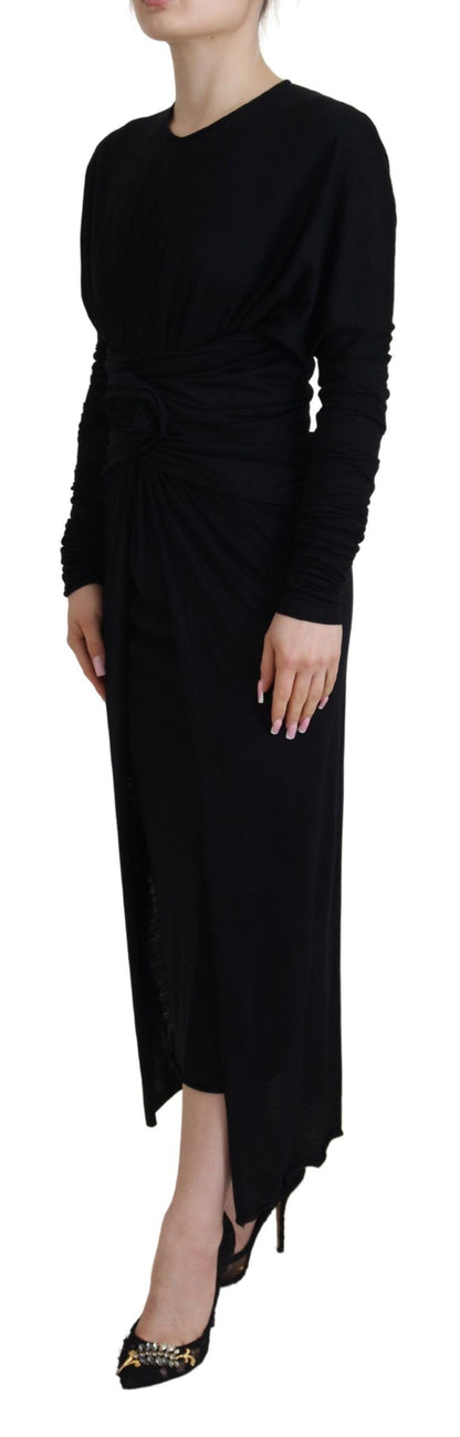 Elegant Sheath Wrap Dress with Long Sleeves