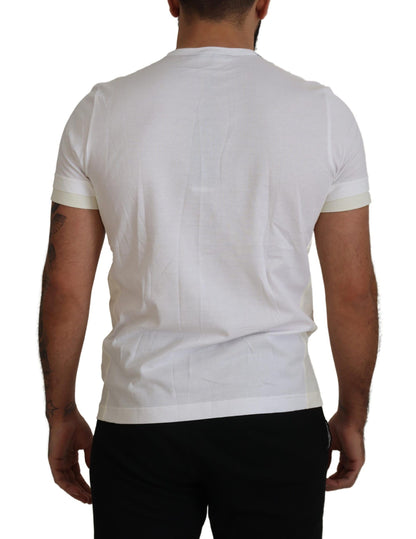 Elegant White Cotton Tee with DG Chest Pocket