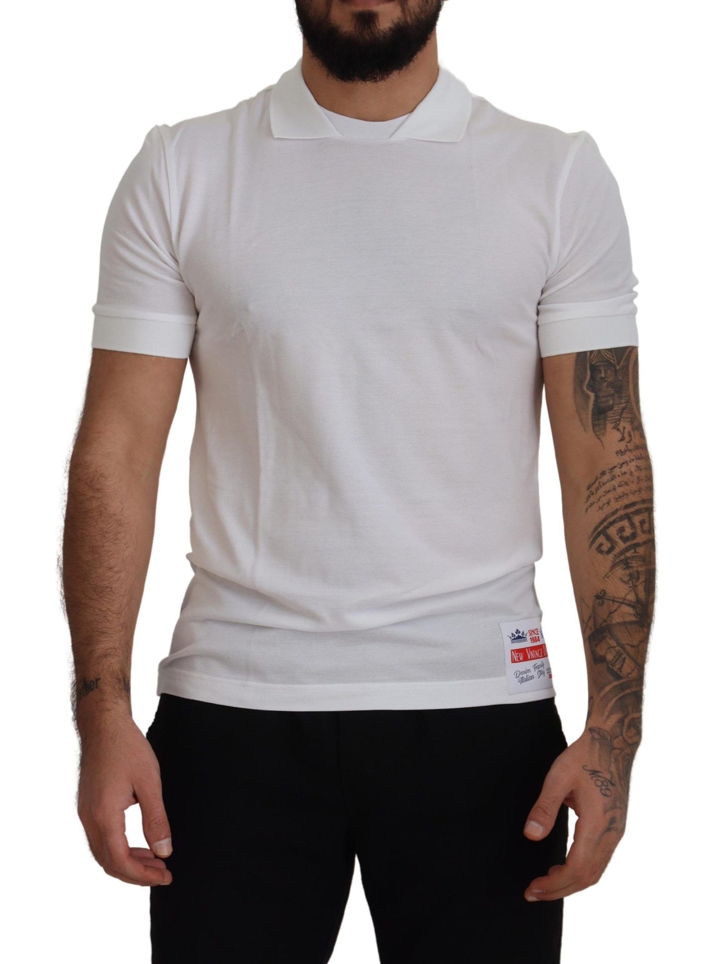 Elegant White Cotton Polo T-Shirt