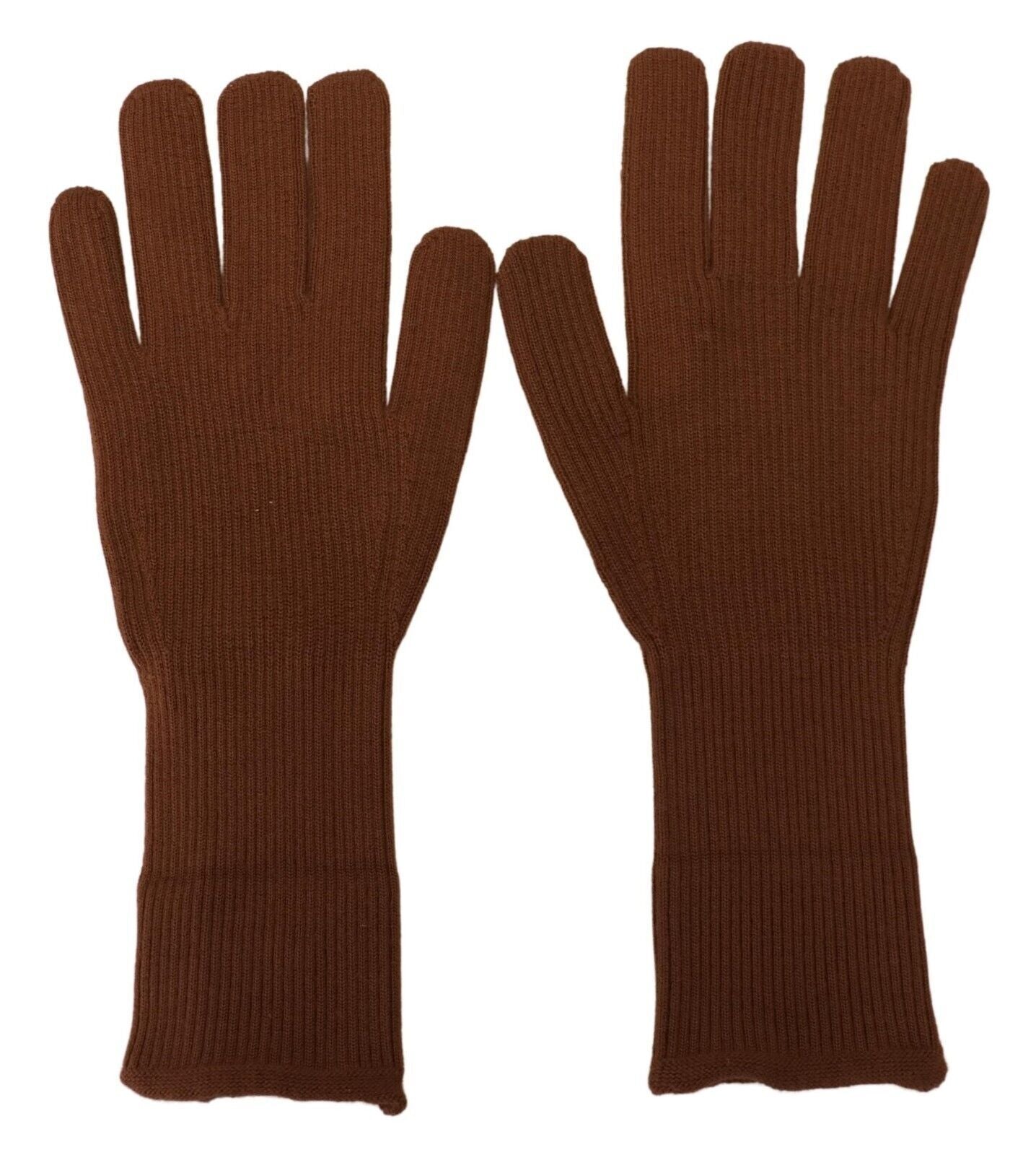 Elegant Brown Cashmere Winter Gloves