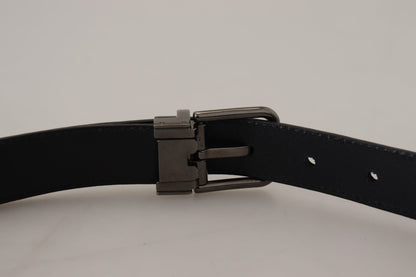 Elegant Dark Blue Leather Belt