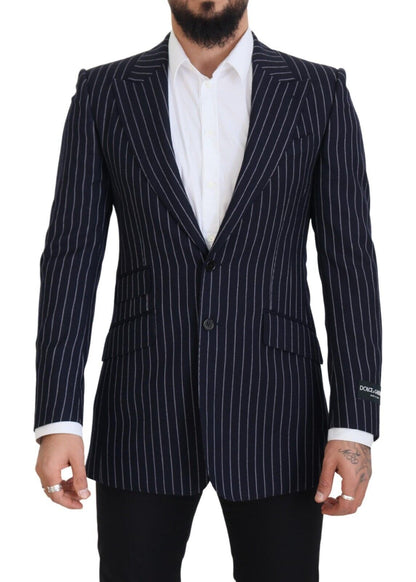 Blazer elegante de lana azul marino de corte ajustado