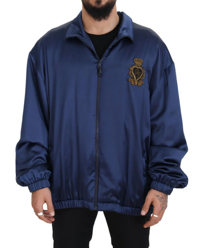 Chaqueta bomber de seda azul real