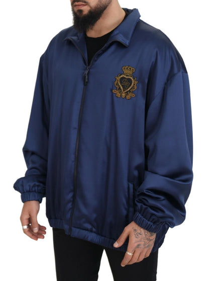 Chaqueta bomber de seda azul real