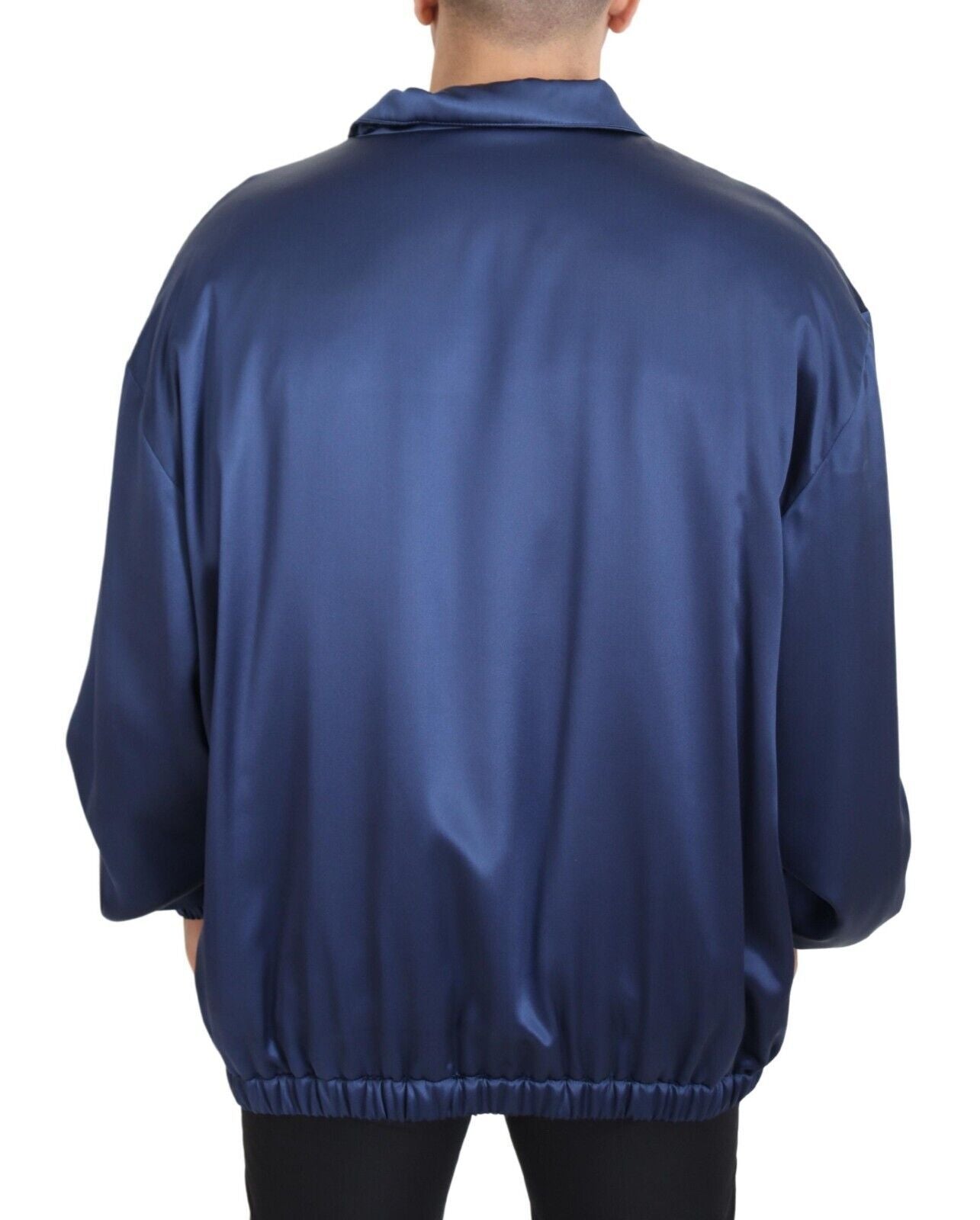 Chaqueta bomber de seda azul real