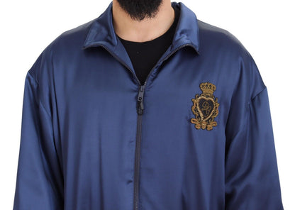 Chaqueta bomber de seda azul real