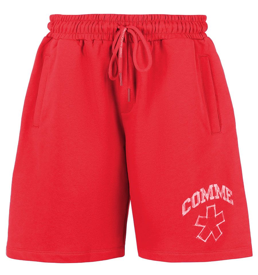 Bermudas elegantes de algodón rojo con estampado de logotipo