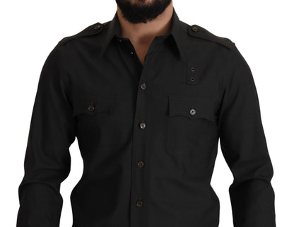 Elegant Slim Fit Dark Green Cotton Shirt