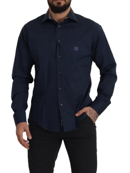 Navy Elegance Cotton Dress Shirt