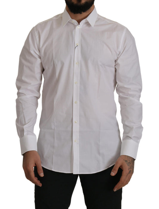 Elegant Slim Fit White Martini Dress Shirt