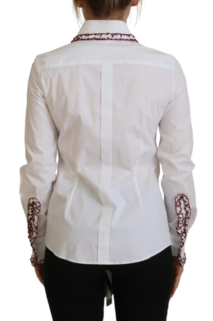 Elegant White Cotton Polo Top