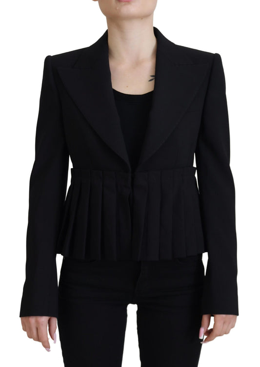 Elegante blazer de lana elástica negra