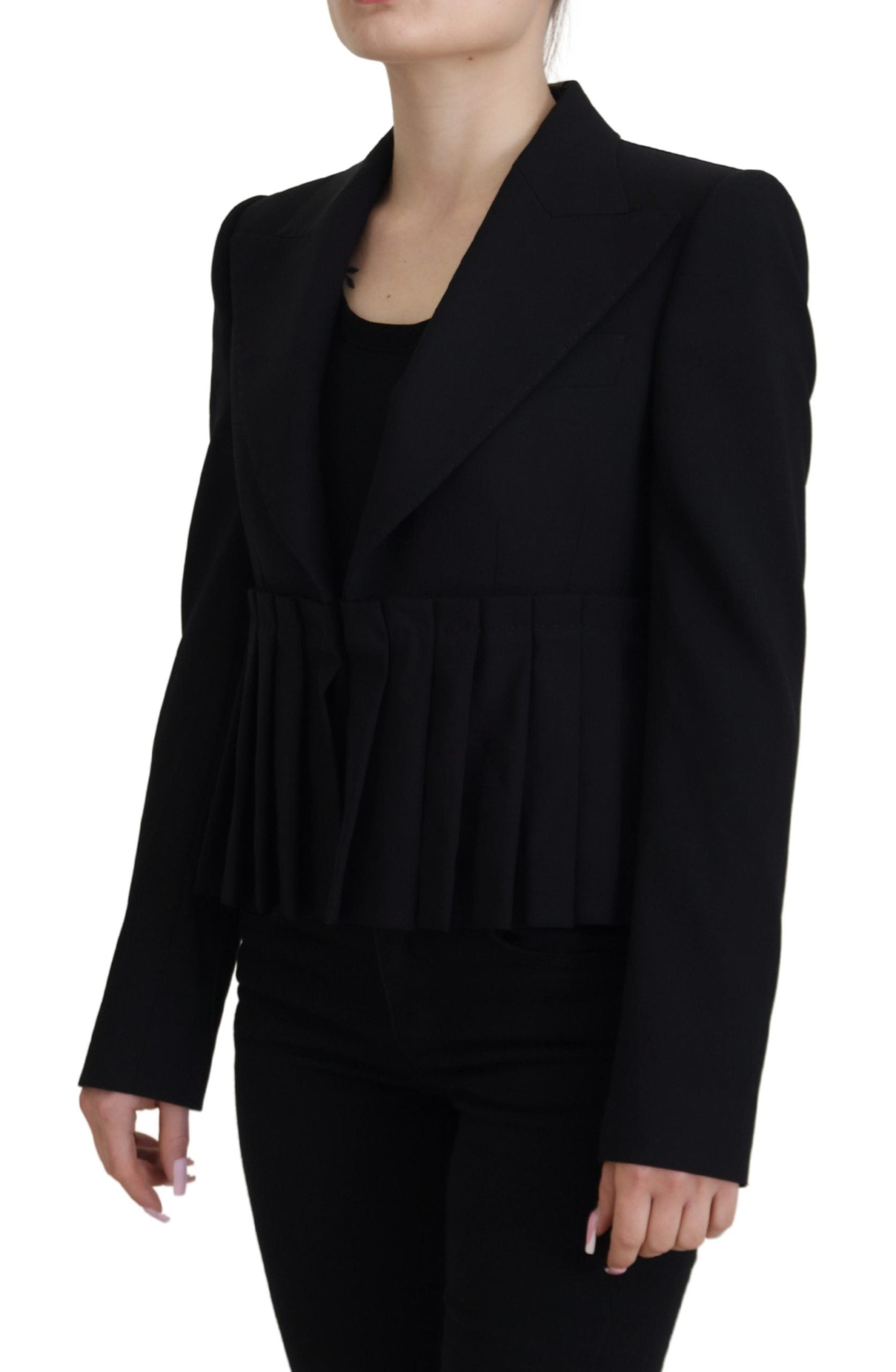 Elegante blazer de lana elástica negra