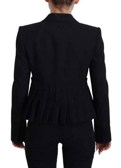 Elegante blazer de lana elástica negra