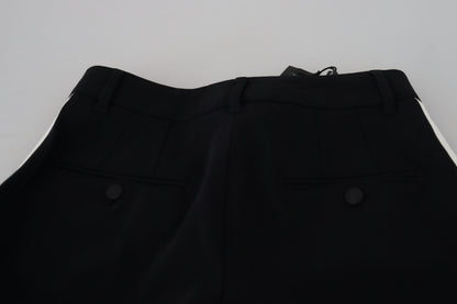 Elegant Black Wool-Silk Pants