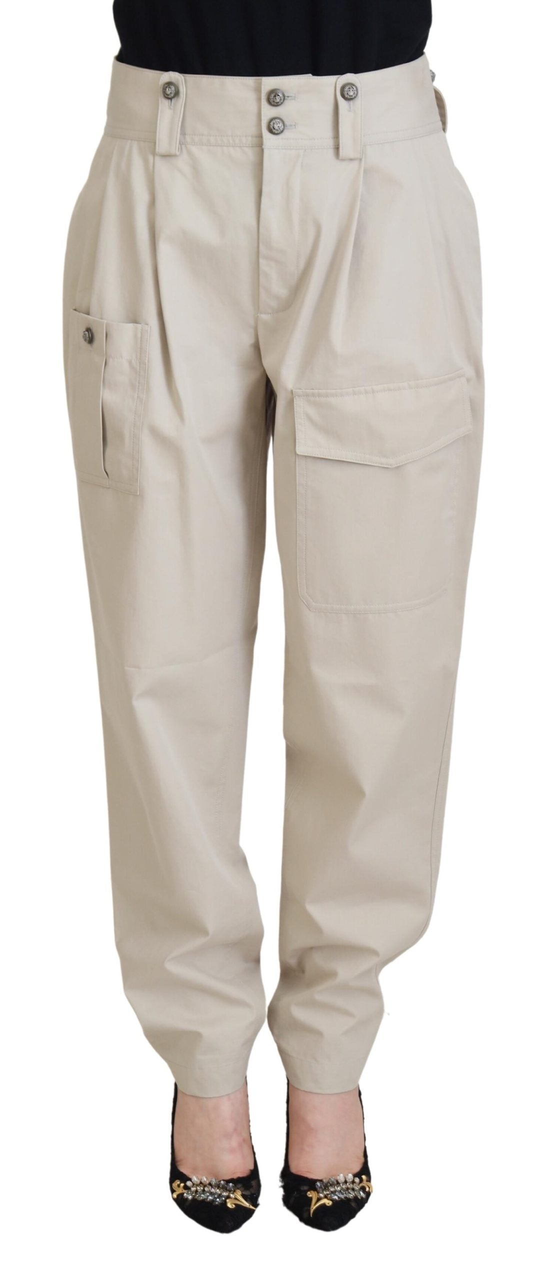 Elegante pantalón de algodón beige