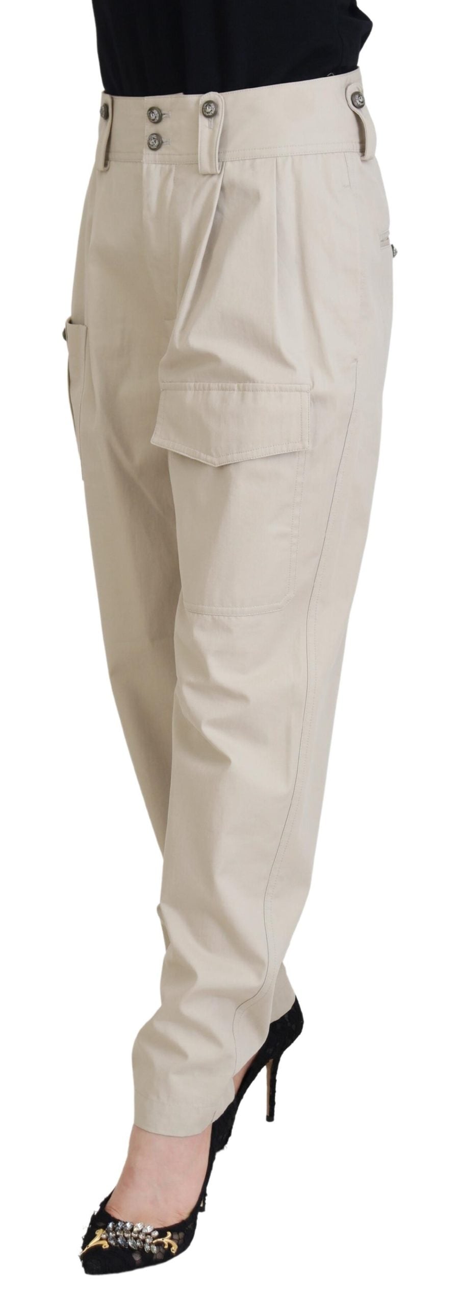 Elegante pantalón de algodón beige