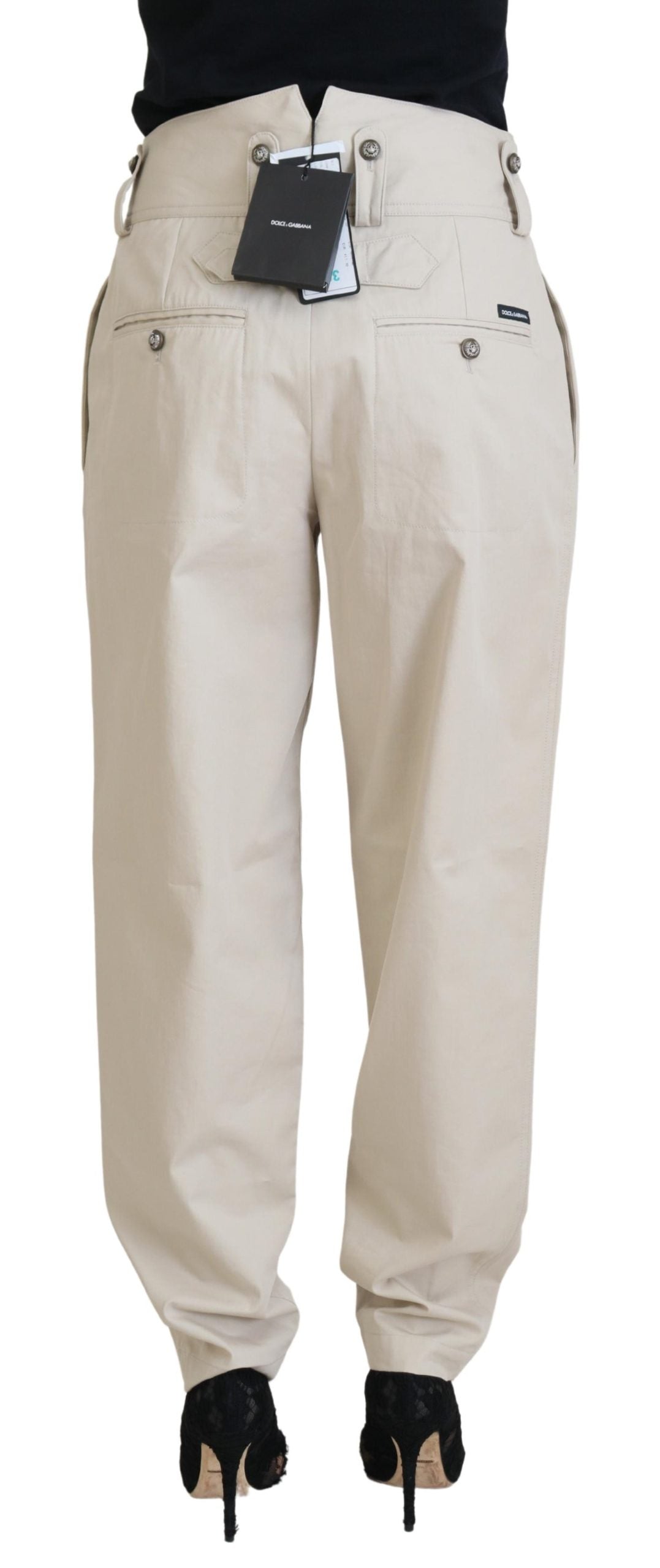 Elegante pantalón de algodón beige