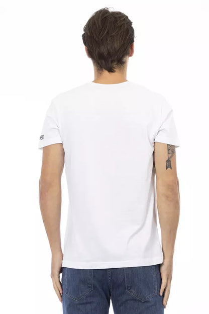 Camiseta de algodón blanca con cuello en V para hombre